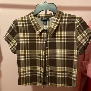 brown stripped button down